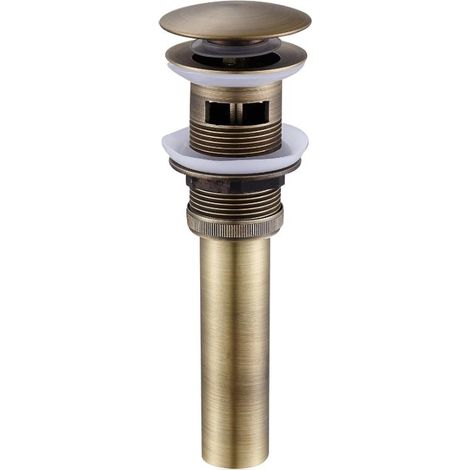 Bonde de vidange Pop Up Push Open avec Trop-Plein pour Lavabo Évier Soupape de Vidange en Laiton Couleur Bronze (1/5)
