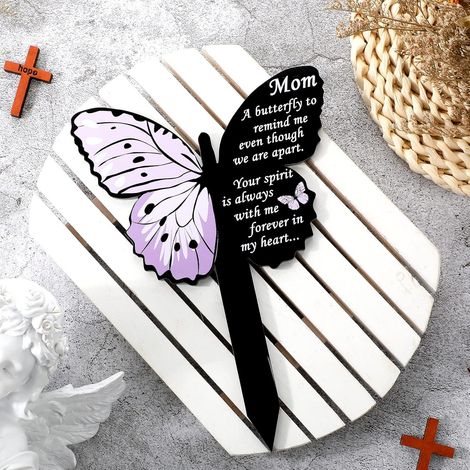 Piquets commémoratifs pour maman, plaques funéraires, marqueurs de tombes, plaques commémoratives papillon pour l'extérieur (1/5)
