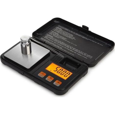 Bilancia da cucina digitale tascabile da 50 g/0,001 g, bilancia di precisione per alimenti da 0,001 g, con calibrazione del peso a 50 g, pinzette, funzione tara, display LCD retroilluminato (1/4)