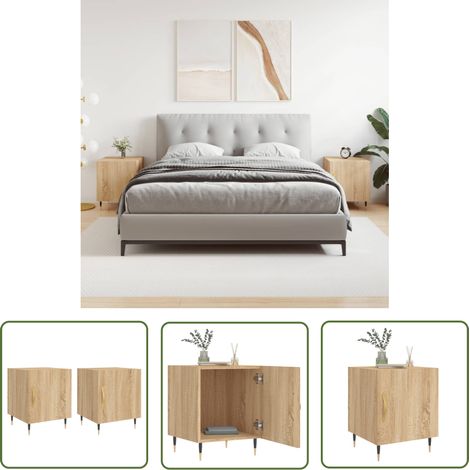 The Living Store Tables de chevet 2 pcs chêne sonoma 40x40x50 cm bois ingénierie - Table De Chevet - Meuble De Chambre - Commode - Armoire De Chevet - Mobilier Moderne (1/5)