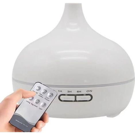 Diffuseur d'Huiles Essentielles Ultrasonique en Bois, Humidificateur d'Air Silencieux avec Télécommande pour Chambre à Coucher, Design Élégant Blanc, Sans Huile-lsw (1/2)