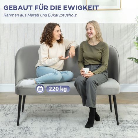 Modernes 2-Sitzer-Sofa aus grauem Samtstoff mit Metall- und Holzgestell MODENUIT (1/5)