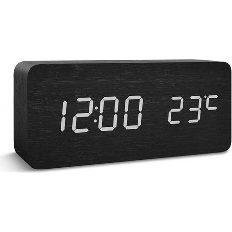 Digitaler Wecker mit übersichtlicher LED-Anzeige für Zahlen und Temperatur, schwarz. (1/5)