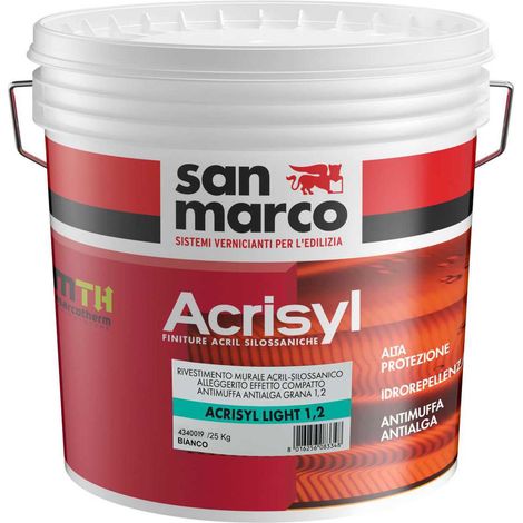 Acrisyl light 1,2 rivestimento acril-silossanico alleggerito bianco kg 20