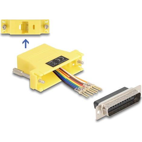 Delock D-Sub macho de 25 pines a RJ45 hembra, kit de montaje amarillo