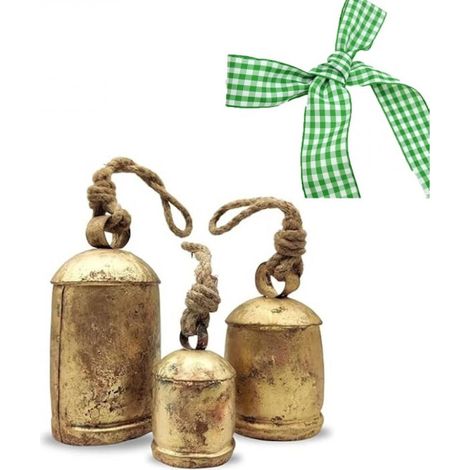 12-15 Cloches en laiton vintage, décoration Noël rétro, finition mate ou émaillée, pour arbre et maison (1/5)