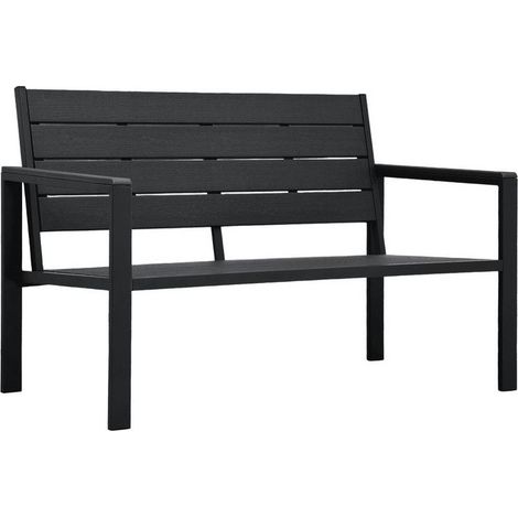 Banc de jardin polyéthylène et métal noir Nesly (1/5)