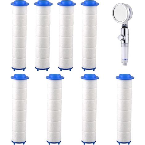 8 Pièces Filtres de Douche Coton PP, 9,5 x 2 cm, Anticalcaire, Élimine les Impuretés et Le Chlore de l'eau, Douchtte Universelle Filtre de Rechange, pour Pommeau Douche Amovible (1/5)