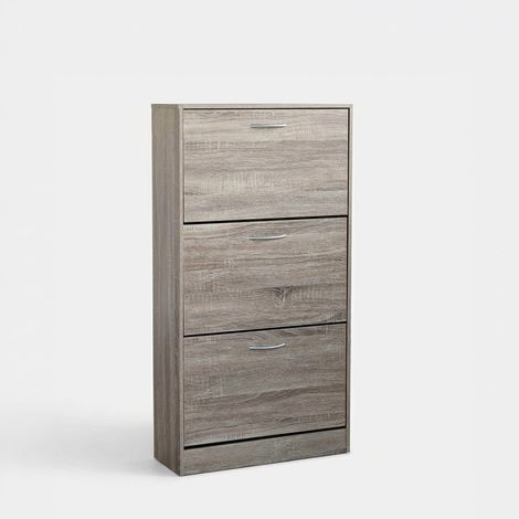 Zapatero de madera ahorraespacio de 3 puertas Vicky - Natural