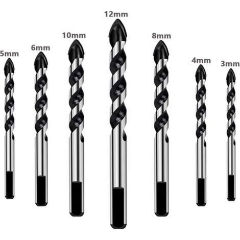 Foret béton pour perceuse, 7 pieces foret set pour carrelage, verre, béton, pierre, brique, carreaux, ceramique et miroirs(3mm 4mm 5mm 6mm 8mm 10mm 12mm) (1/5)