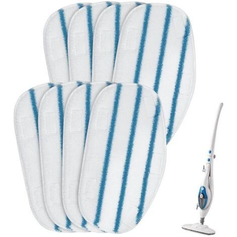Convient aux chiffons de nettoyage à la vapeur Black & Decker, chiffons de nettoyage en fibres PurSteam ThermaPro - paquet de 8 - 31 x 16,5 cm - chiffon ovale (trois rayures bleues) (1/5)
