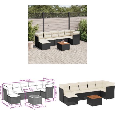 8-tlg. Garten-Sofagarnitur mit Kissen Schwarz Poly Rattan - Gartensorte - Outdoor Möbel - Lounge Set - Gartenlounge - Rattan Gartenmöbel - Home & Living (1/3)