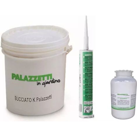 kit montaggio per barbecue in cemento palazzetti pittura al quarzo 5 kg, liquido idrorepellente 250 ml e collante easy fix 1 pezzo