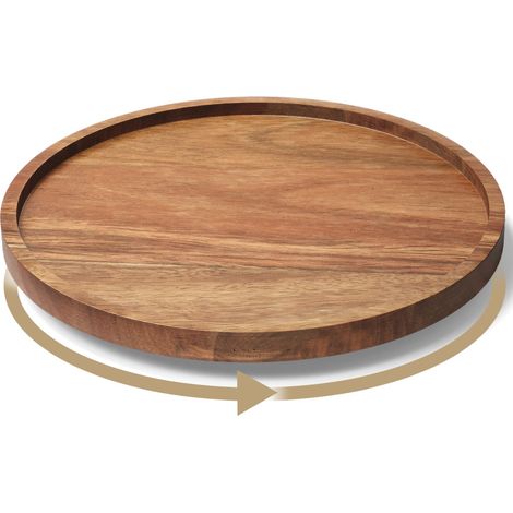 Plateau tournant en bambou - 25 cm - Organiseur pour cuisine et garde-manger (1/5)