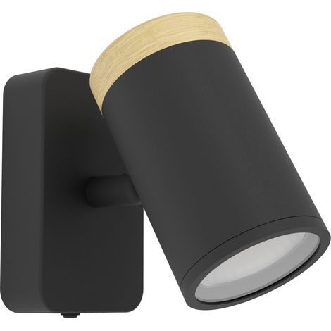 Faretti E Spot Moderno Consuma Metallo Nero Legno Marrone 1 Luce Gu10 Ip44
