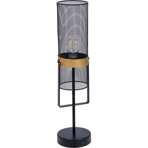 Lámpara de mesa de metal negro con 1 foco 12.5x12.5x51h cm (1/5)