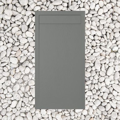 Receveur de douche 80X140 cm avec grille en marbre Vulcano Line Slim Gris RAL 7037 en résine et marbre avec bonde offerte - FRASCIO (1/4)