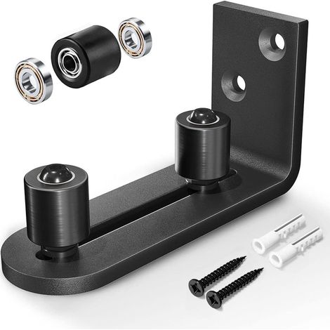 Guide Pour Porte Coulissante De Grange - Roulement À Billes - Support Réglable - Fixation Murale - Base Plate Affleurante - 2 Options De Montage - Compatible Toutes Épaisseurs De Porte Jusqu'à 7,6 Cm (1/5)