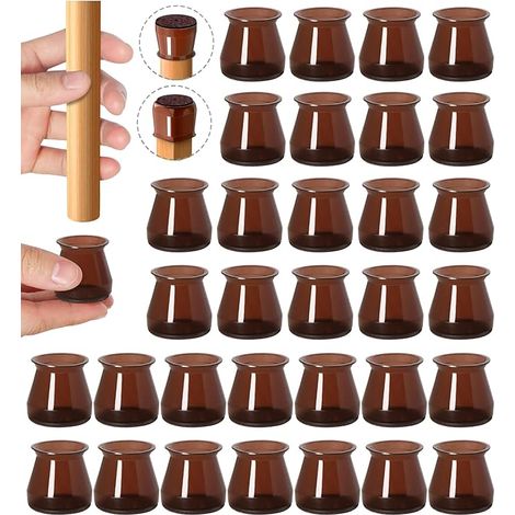32pcs Brown Stuhl Bein Bodenschutz, Barhocker Beinschutz Kappen, Esszimmer Stuhl Beinschutz für Hartholzböden, Stuhl Beinabdeckungen Silikon Filz Möbel Pads (Small fit: 0.9''.1.29'')