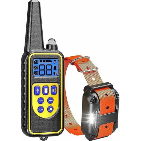 IP67 Collier de Dressage Imperméable Chien avec Avertisseur Sonore Les Vibrations et LED Mode D'entraînement Légère Formation de Chien de Vibration Réglable Collier Animal Col-Orange (1/5)
