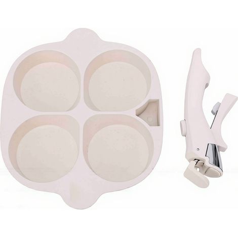 Poêle à œufs antiadhésive en alliage d'aluminium, idéale pour le petit-déjeuner, avec poignée amovible et d'une capacité de 4 tasses. (1/5)