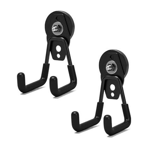 Set of 2 extra strong magnetic hooks with non-slip coating - Sturdy magnets, robust magnetic base, double hook for hanging tools (1/5)