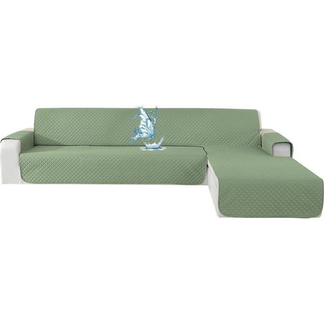 Ecksofa Überwurf L-Form wasserdicht, 2-Sitzer, rutschfest, für Hunde & Katzen, Hellgrün (1/5)