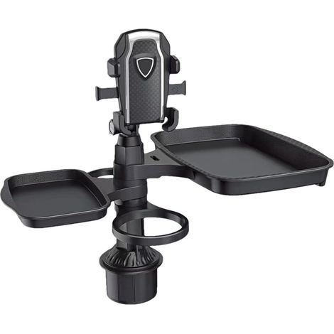 Car Cup Extender, Car Cup Station, 4-in-1 Travel Food Tray, Compact Car Swivel Tray, All-Purpose Cup Holder Table, 360° Rotation (1/5)