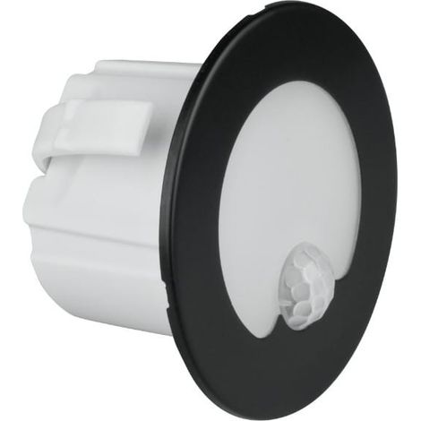 1,2-W-LED-Treppenleuchte mit Bewegungsmelder, rund, mattschwarz, DPM (1/5)