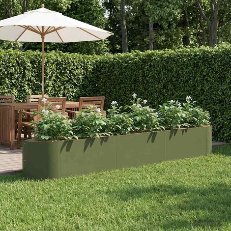 vidaXL Jardin surélevé Vert olive 300 x 40 x 40 cm Acier