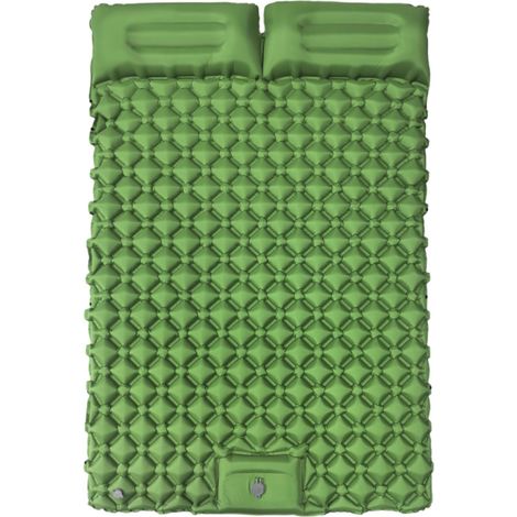 Colchón doble hinchable con almohada integrada, equipo de camping portátil, 190 x 120 x 5 cm (verde oscuro) (1/5)