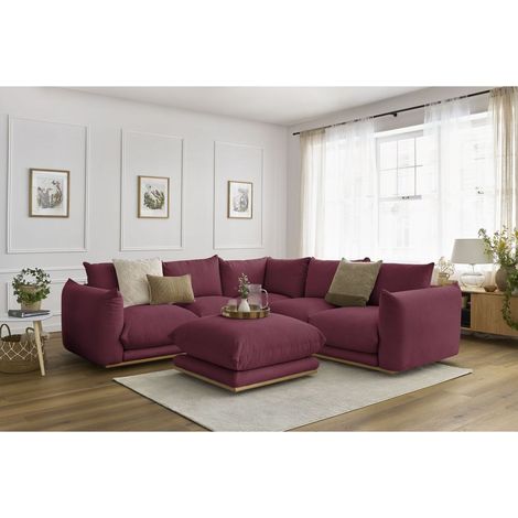 BOBOCHIC - Canapé d'angle réversible ERNEST avec pouf Réversible Rouge (1/5)