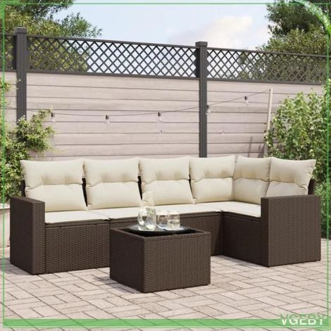 Salon de jardin - 7291712417528 - résine tressée - 6 places - coussins déhoussables (1/3)