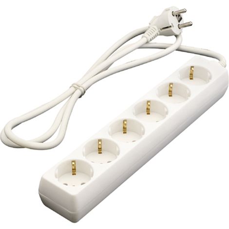 Base Multiple 6 Tomas s/interruptor 1,5m blanco