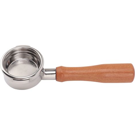 Porte-filtre à café 58 mm sans fond, en acier inoxydable, amovible, résistant à la chaleur, haute compatibilité, facile à nettoyer, 2 oreilles, pour Breville 9 E, en bois de rose massif (1/5)