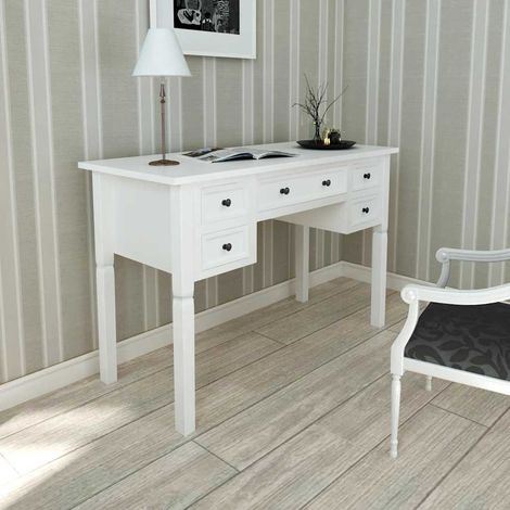 vidaXL Escritorio con 5 cajones blanco (1/5)