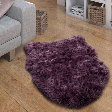 Paco Home Kunstfell Fellteppich Imitat Sitzkissen Herzform Rund Verschiedene Formen Lila 55x80 cm Fell-Form (1/5)