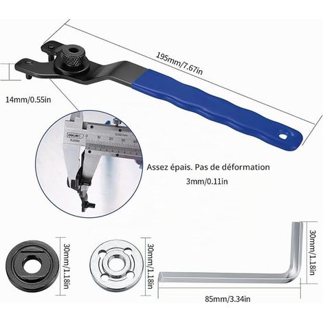 Clé à Broche Réglable 8-48 mm, Clé à Meuleuse à Molette Réglable de Meuleuse D'angle Lable, Clés à Tenon Allen Accessoires bleu (1/4)