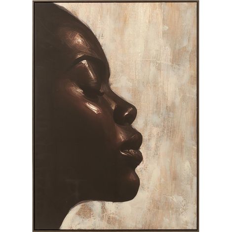 Tableau Visage "Gaya" 102x142cm Marron Foncé (1/3)