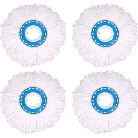 4-teiliges Set Mikrofaser-Wischmoppköpfe, runde Ersatz-Wischmoppköpfe mit 360°-Drehung für die Bodenreinigung (16 cm Durchmesser) - Crezuo