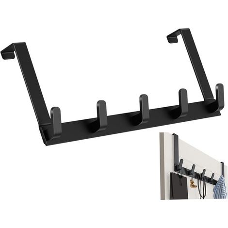 Ganchos resistentes para puertas, de metal, no requieren taladrar, fáciles de colgar. Ideales para colgar abrigos, sombreros, ropa, toallas, etc. - Color negro. (1/5)