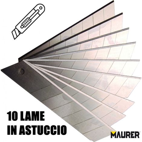 10 PZ Lame a Spezzare 25mm PROFESSIONALE Cutter Taglierino TAGLIA BASE Ricambio