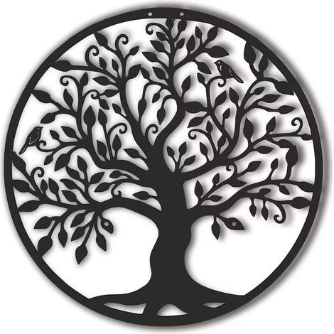Art mural en métal, arbre de vie, logo de famille d'arbre en métal, décoration murale, décoration d'intérieur (35 x 35 cm) (1/5)