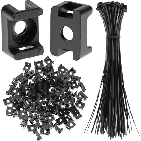 100 Kabelbinderbasen 15 x 10 x 7 mm und 100 wiederverwendbare selbstsichernde Nylonkabel (200 mm)