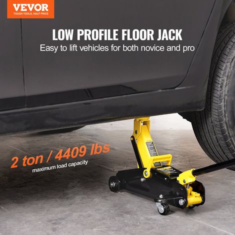 Cric Rouleur 2 tonnes, Cric de Plancher Hydraulique à Profil Bas, Hauteur de Levage 125,2-335 mm, Pompe de Levage Rapide à Piston Unique, pour Lever Camion SUV Entretien Automobile Atelier (1/5)