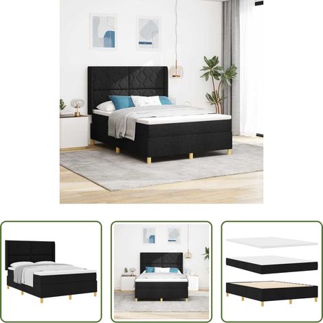 Matratze -  Boxspringbett mit Matratze Schwarz 160 x 200 cm Stoff (1/5)