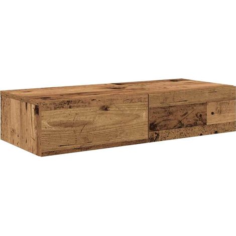 Maison Exclusive - Wandregal mit Schubladen Altholz-Optik 80x33x1