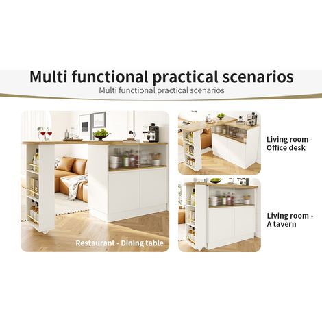 Îlot de cuisine rotatif à 360 en MDF avec portes vitrées coulissantes et rangements, pour cuisine, salle à manger et restaurant (1/5)