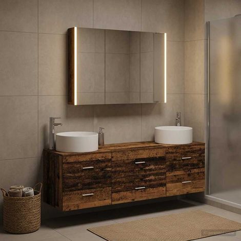 vidaXL Bathroom Furniture Set 4 pcs Old Wood 49.5 x 44.5 x 65.5 cm (1/5)