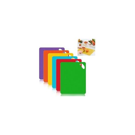 Planche a Decouper Plastique, Planche Antidérapante Tapis avec Symboles Alimentaires et Poignées, Planche Adécouper Plastique Antibactérien sans BPA Pour Poisson/Légumes/Viande (6 pces) (1/4)